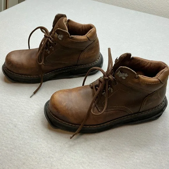 RJ Colt Men Leather Work Boots Ice Traction Cleats Size 11.5 Brown Ankle Rugged - Picture 5 of 16